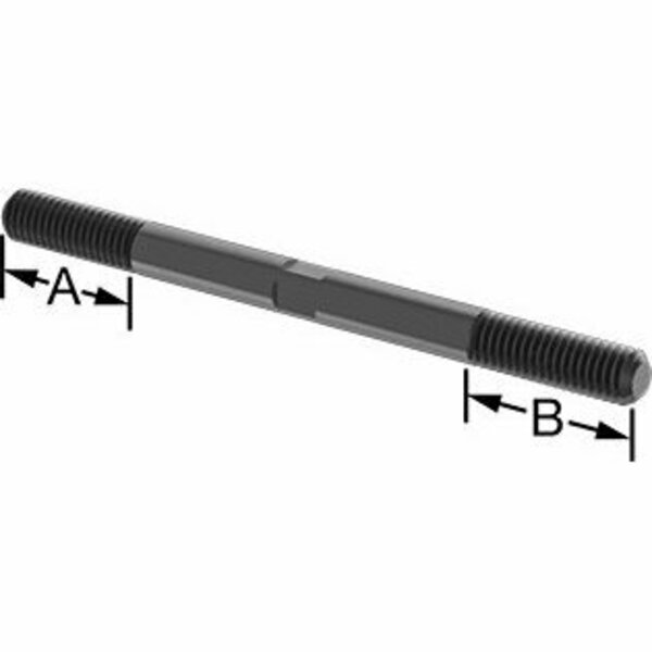 Bsc Preferred Black-Oxide Steel Threaded on Both Ends Stud 7/16-14 Thread Size 6 Long 90281A325